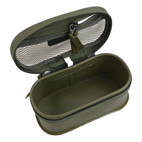 EVA Fishing Tackle Box, Thickened Waterproof Storage Case with Transparent Lid, Portable Hard Shell Organizer for Hooks Lures Baits, Dark Green, 6.3x3.7x2.4 Inch