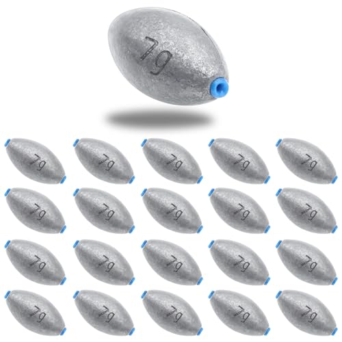 Egg Sinkers Fishing Weights, Bullet Fishing Weights | Lead Oval Shaped Fishing Weights Sinkers for Saltwater Freshwater Fishing 1/4oz to 3oz - size: 1/4oz-20pcs