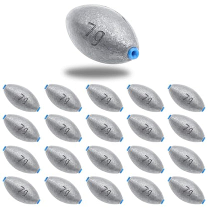 Egg Sinkers Fishing Weights, Bullet Fishing Weights | Lead Oval Shaped Fishing Weights Sinkers for Saltwater Freshwater Fishing 1/4oz to 3oz - size: 1/4oz-20pcs