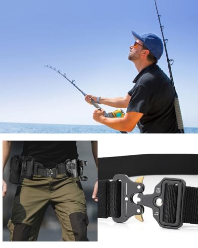 HXBYX Fishing Belt Rod Holder, Adjustable Nylon Wading Belt with Detachable Tackle Bag, Fishing Rod Pole Holder Stand Up Waist Fighting Belt for Fishing, Gift for Fisherman