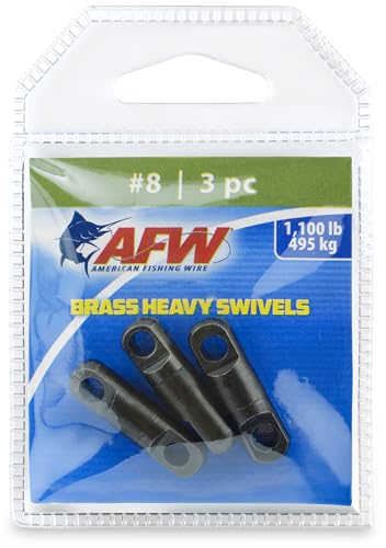 Heavy-Duty Strength – Built for Extreme Conditions, These Brass swivels Offer Superior Durability and high Break Strengths up to 1,100 lbs, Ideal for Big Game Fishing and Tough Applications - size: 3 pc, #8, 1100 lbt test