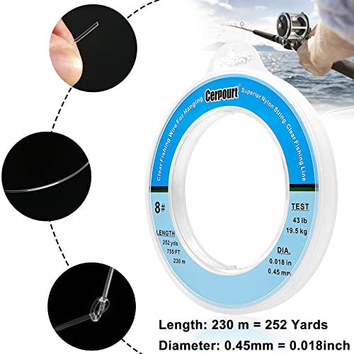 Clear Fishing Wire,755FT Monofilament Fishing Line,Clear String for Hanging,Strong Wire Invisible Nylon Thread for Hanging Balloon,Garland,Picture,Crafts,Decorations,Suitable for Beading Sewing