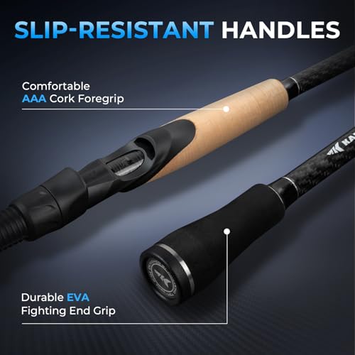KastKing Spartacus Passage Travel Fishing Rods, Portable 4-Piece Spinning & Casting Rods, Extra Twin-Tip, IM7 Graphite Blanks, Stainless Steel Guides with Zirconium Oxide Rings, EVA Handle - size: 6'6"-M-Moderate Fast(4 Pcs+ Extra Tip), style: Spinning