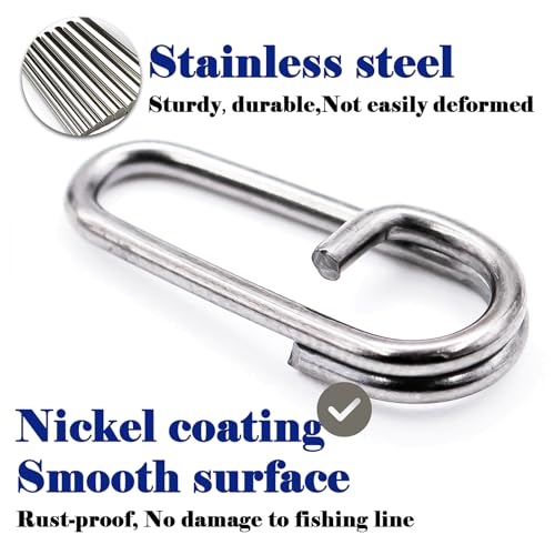 FishTrip Oval Split Rings, 50pcs Quick Change Clips for Fishing Lures | Stainless Steel, Corrosion Resistance, Fishing Power Speed Clips Snaps Fishing Swivels Tackle for Freshwater Saltwater - size: 4#_50pcs