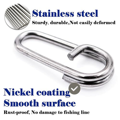 FishTrip Oval Split Rings, 50pcs Quick Change Clips for Fishing Lures | Stainless Steel, Corrosion Resistance, Fishing Power Speed Clips Snaps Fishing Swivels Tackle for Freshwater Saltwater - size: 3#_50pcs