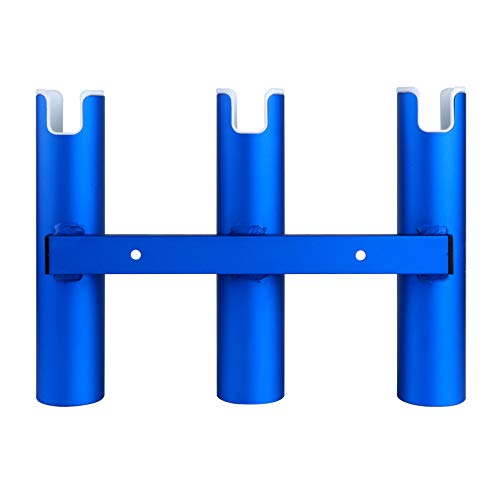 Aluminium Wall-Mounted Fishing Rod Holder for Boat, Garage & Marine - Holds Rods & Poles - color: Large Blue 3 Tubes