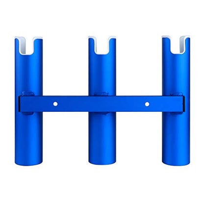 Aluminium Wall-Mounted Fishing Rod Holder for Boat, Garage & Marine - Holds Rods & Poles - color: Large Blue 3 Tubes