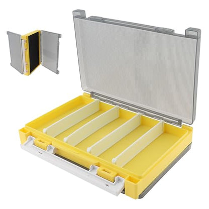 Double Sided Fishing Lure Box Organizer, Fishing Tackle Box Storage Hard Plastic Container Case for Lure Bait Hooks Beads (Yellow, 7.8 * 5.8 * 1.6 inch) - color: Yellow