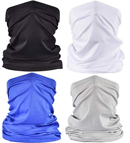 UV Face Cover Neck Gaiter Mask Dust Protection Magic Scarf Wind Bandana Balaclava for Summer Running Fishing 4 PCS - color: 4pcs Black,grey,blue,white