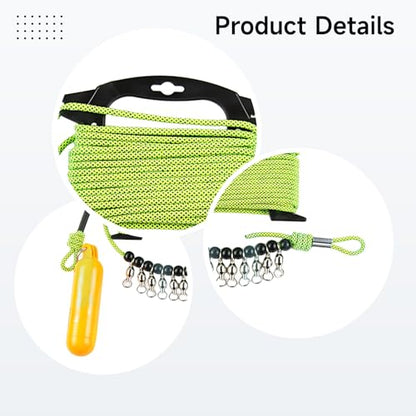 Fish Stringer, Stainless Steel Fishing Lock with 10 Clips, 32.8 ft / 10 Meters Rope, 0.2 in / 4mm Thick, Anti-Pester, Lure Fishing Tool for Catfish/Carp, Lake/Reservoir