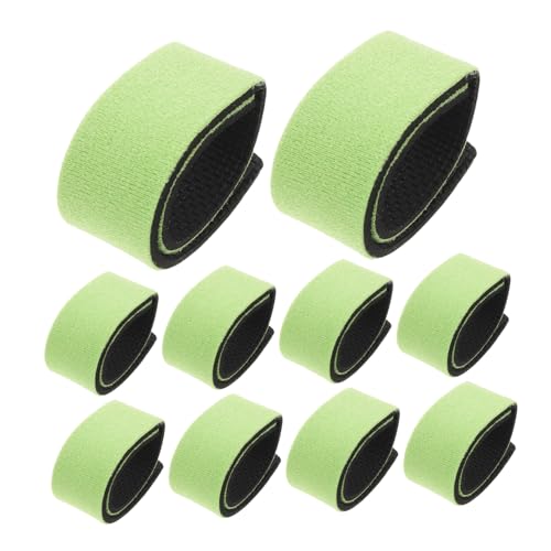 10pcs Elastic Fishing Rod Ties Bands Non-Slip Green 30x250mm Straps for Casting and Spinning Rods Outdoor Holders for Secure Tackle Organization