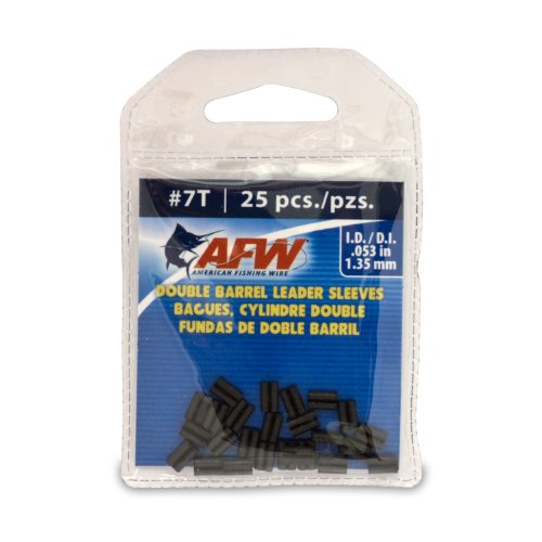 AFW Thin Wall Double Barrel Crimp Sleeves - Premium Fishing Copper Crimp Sleeve with Burr Free Black Finish, Enhanced Flexibility - Durable and Lightweight - Retail & Bulk Pack Available - color: Black, style: #7t/.053" - 25 Pc