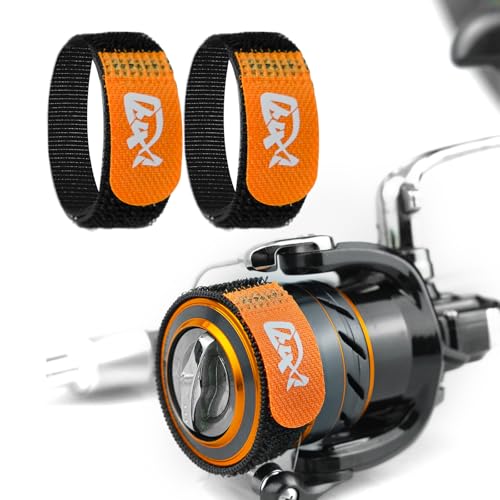 Fishing Reel Spool Cover Protector Band, Elastic Hook and Loop - color: Orange