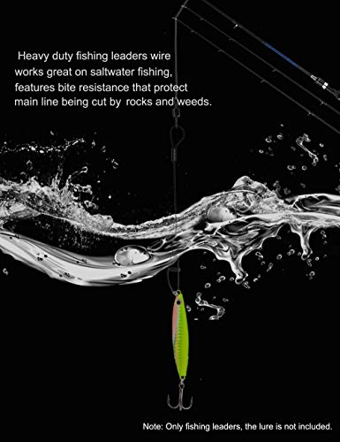 Fishing Leaders Line Steel Leaders Fishing Saltwater 125LB Fishing Leaders with Swivels and Snaps, 19.68in - color: Black