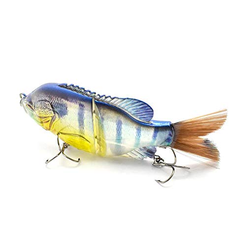 5.9in Multi Jointed Swimbait Fishing Lures Bait,2 Segment Big Giant Sinking Fishing Bass Lures,Crankbaits Swimbaits with Treble Hook - color: 5.9in,1.94oz-Color F