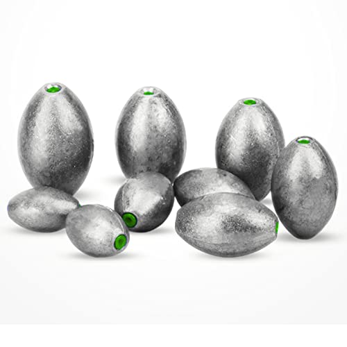 AMYSPORTS Egg Lead Fishing Weights Kit Drop Bass Weights Sinker Tackle Saltwater Casting Fishing Sinkers Set Oval Freshwater - size: Size15 (5.3oz.) 3 pcs