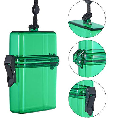 Outus 3 Pcs Waterproof ID Badge Holder Case with Waterproof Buckle 4.72 x 2.95 x 1.57 Inches Floating Sport Case Locker with Adjustable Hanging Rope Plastic Card Dry Box(Green, Yellow, Purple) - color: Green, Yellow, Purple, size: 4.72 x 2.95 x 1.57 Inch,