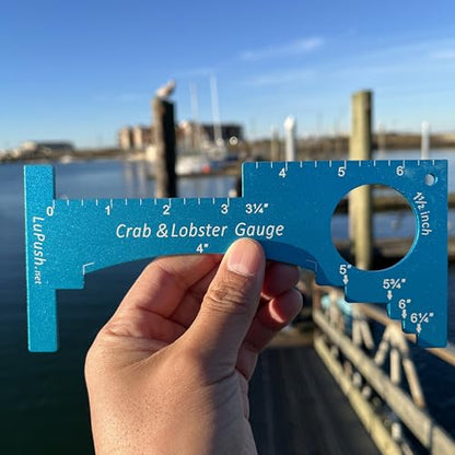 Crab Gauge & Lobster Ruler – 3mm Thick Aluminum Measuring Tool, Heavy-Duty Crab Ruler for Dungeness, Red Rock, Blue Crab & Lobster – Applicable for WA, OR, CA & Atlantic/Gulf States - color: Blue