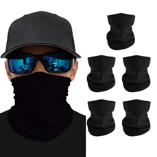 Summer Cooling Neck Gaiter UV 50+ Sun Protection Breathable Mesh Face Mask - color: 5pcs-solidblack