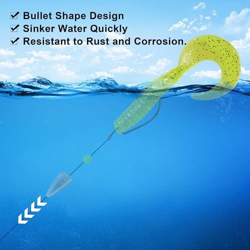 Bullet Fishing Sinkers Weights Slip Sinkers Kit- 29/83Pcs Fishing Worm Weights Assorted Set for Bass Fishing Saltwater - style: 29pcs Kit