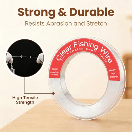 KLASIT Fishing Line 788FT,Invisible Monofilament Fishing Wire,Supports 43 Pounds Strong Nylon Invisible Thread for Hanging Decorations,Balloon Garland,Crafts,Picture Display - style: 0.3mm/688ft/17lb