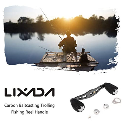 Lixada Carbon Fishing Reel Handle Carbon Baitcasting Trolling Reel Handle Left Right Ultralight Reels Handle Reels Crank - style: With Converter