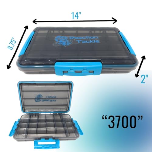 Reaction Tackle Premium Tackle Trays, Water Resistant Fishing Tackle Box Organizers with Triple Clip Closure, Removable Dividers and Clear View Design - 3700 (2-Pack) - size: 3700 (2-Pack)