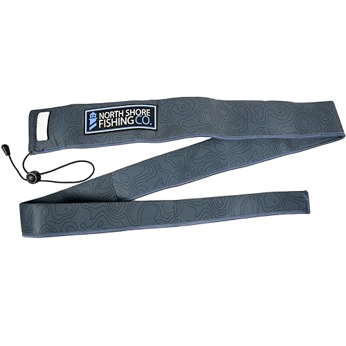 Premium Neoprene Fishing Rod Sleeve – Floating, Puncture Resistant, Labeled Protective Sock for Casting, Spinning, Trolling Fishing Rods - color: Topo, size: 52", style: Spinning