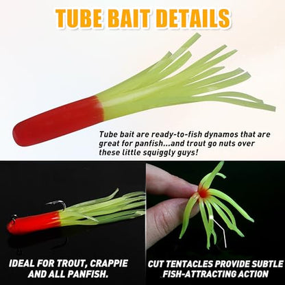 Grub Fishing Lures Jig Heads Hooks Kit, Crappie Lures Tube Baits Soft Worms Grub Tail Crappie Jigs for Bass Trout Bluegill Panfish Fishing 17-140pcs - color: 140pcs/kit