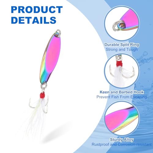 PATIKIL Fishing Spoons, Fishing Lures Casting Spoon Treble Hooks Jigs Hard Metal Spinner Baits - color: Multicolor, size: 1/2 oz