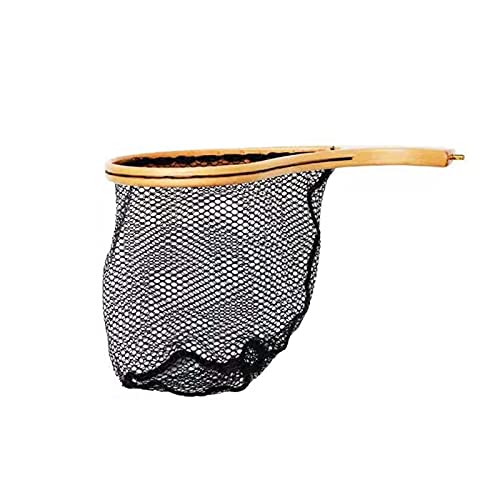 Foldable and Retractable Fishing net Fishing Net Landing Catch Release Trout Net with Wooden Curved Handle Fishing Gear Trout Fishing Fishing Landing Net Trout Net Easy to Carry and Storage - color: White