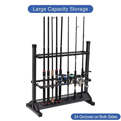 JOYWAVE Fishing Rod Holders,Aluminium Fishing Pole Holders,Portable Fishing Rod Rack,Holds Up to 24 Rods,Fishing Pole Vertical Ground Display Rack - color: White