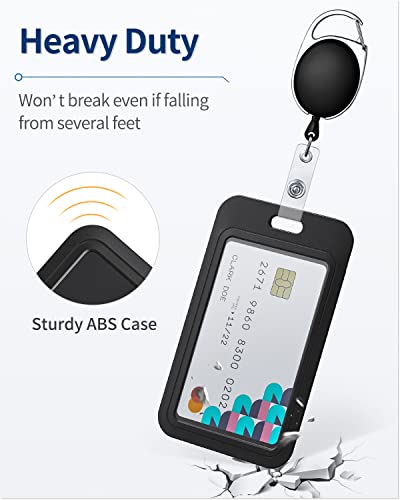 Uniclife 1 Pack Sliding ID Badge Holder Hard Black Vertical Plastic Card Case Protector Pouch with Clear Window for Office School ID Credit Cards Proximity Key Cards Driver’s Licenses and Passes | Hard black sliding vertical case with clear window protect