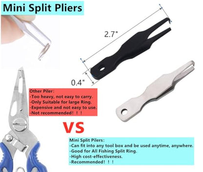 Fishing Split Rings Kit: 250pcs Heavy Duty Steel Fishing Lure Making Ring Fishing Hook Connector Tackle - color: Black Split Mini Plier Set