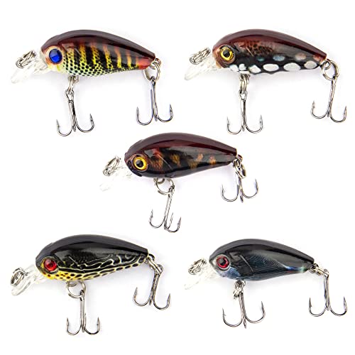 Micro Fishing Lures Crankbaits Baits Lure，Mini Fishing Lure Swimbaits Micro Crank Baits Topwater Lures for Freshwater Saltwater Bluegill Pumpkinseeds Trout Perch with Tackle Boxes - color: M01