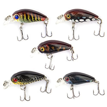 Micro Fishing Lures Crankbaits Baits Lure，Mini Fishing Lure Swimbaits Micro Crank Baits Topwater Lures for Freshwater Saltwater Bluegill Pumpkinseeds Trout Perch with Tackle Boxes - color: M01