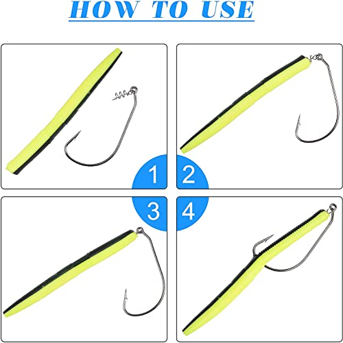 Twistlock Fishing Hooks,50pcs Bass Fishing Worm Hooks with Centering Pin Spring Unweighted Swimbait Hooks for Soft Plastics Lure Baits Saltwater Freshwater Size 1/0 2/0 3/0 4/0 5/0 - size: Size 4/0-50pcs