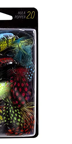 Arbogast Hula Popper 2.0 Topwater Fishing Lure with Feathered Treble Hook and Crackle Pattern Body - color: Multi-4, Pack