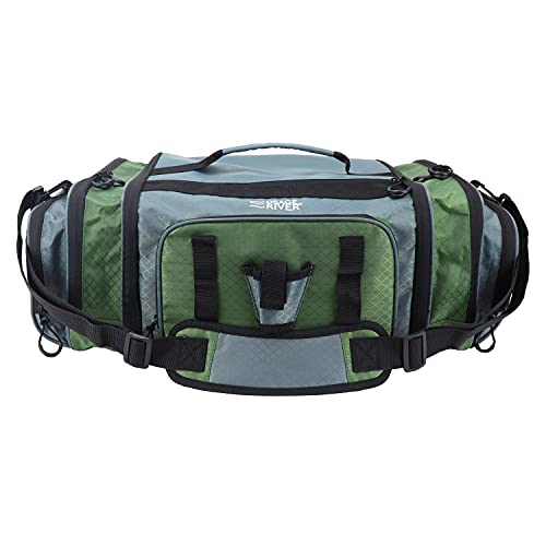 OSAGE RIVER Large Waterproof Fishing Tackle Bag with Padded Shoulder Strap, Ripstop Soft Sided Bag with Fishing Pliers Holder - color: Olive