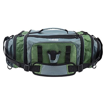 OSAGE RIVER Large Waterproof Fishing Tackle Bag with Padded Shoulder Strap, Ripstop Soft Sided Bag with Fishing Pliers Holder - color: Olive
