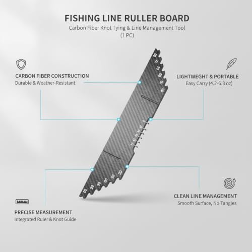 Anglers Carbon Fiber Fishing Line Ruler Board for Precise Knot Tying and Line Management, Portable Measuring Station - size: 13.78 x 3.35 x 1.57 in