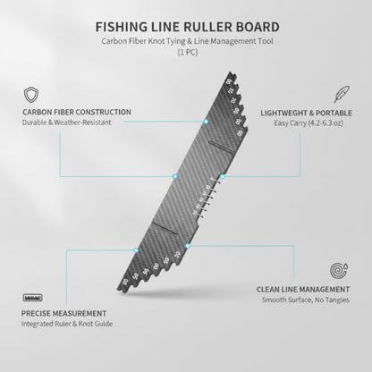 Anglers Carbon Fiber Fishing Line Ruler Board for Precise Knot Tying and Line Management, Portable Measuring Station - size: 13.78 x 3.35 x 1.57 in