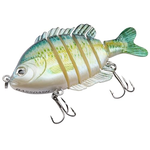 BASSDASH SwimPanfish Multi Jointed Panfish Bluegill Swimbaits Hard Topwater Bass Lures Fishing Lure Crank Saltwater 3.5in/0.85oz - color: Blue Fish