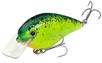 Strike King KVD 1.5 Hard Knock Fishing Lure, 3/8 oz, 3D Lifelike Eyes - color: Chartreuse with Blue / Black Splatterback, size: 3/8oz