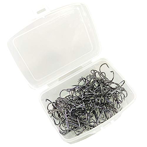 100pcs Fishing Hook Treble Hooks High Carbon Treble Hooks Super Sharp Solid Size 2 4 6 8 10 12 Triple Barbed Steel Fish Hook - color: Black, size: 10#-100pcs