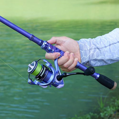 Sougayilang Fishing Rod and Reel Combos Carbon Fiber Telescopic Fishing Pole with Smooth Reel Combo Saltwater Freshwater Kit - color: Purple Rod and Reel, size: 2.4m/7.87ft