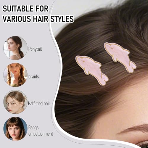 6 Pcs Cute Dolphin Hair Clips Glitter Pink Resin Hair Accessories Non Slip Cartoon Fish Metal Duckbill Barrette Bangs Headwear for Women Beachy Styling Clips Tool - color: Style 4