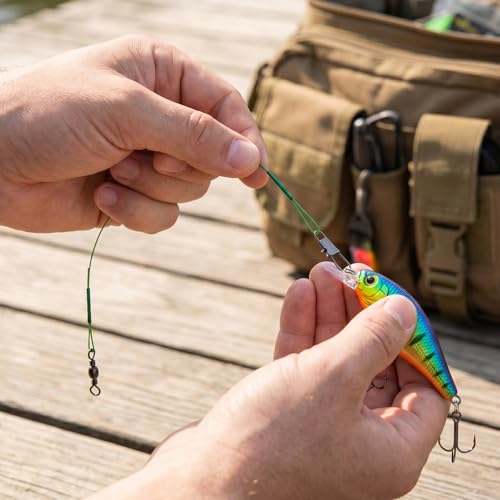 MOBOREST 60PCS Fishing Leaders, Hi-Low Rig Fish Line Stainless Steel Wire Leader with Swivel Snap Assortment Fishing Gear Connect for Lures Bait Rig Hooks