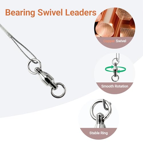 Atibin Rigs Line Fishing Leader Lure Baits Snap Wire Leader Fishing Wire Saltwater Fishing Leaders Stainless White Nickel - size: #2 (11.8in-50lb) 20pcs