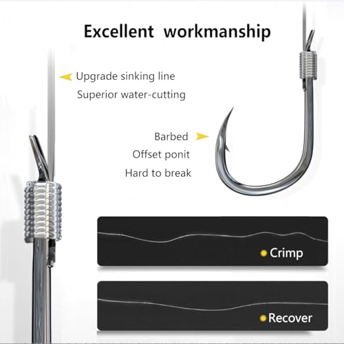 AMHDV Pre Tied Fishing Hooks on Line, Small Fish Hook with Leaders (Pack of 20) - size: 16# (0.55-2.2lb)